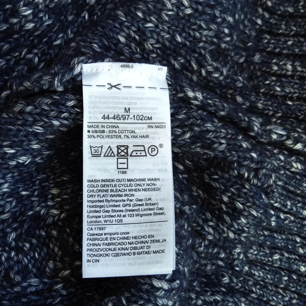 Banana Republic shawl collar blue heavy knit yak wool blend sweater